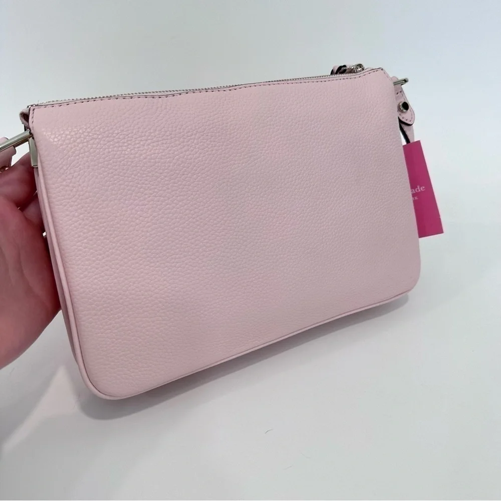NEW Kate Spade Jackson Triple Gusset Leather Crossbody Bag Peach Puff Pink